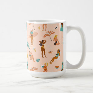 Beach Sunbathers Pattern Coffee Mug