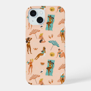 Beach Sunbathers Pattern iPhone 15 Case