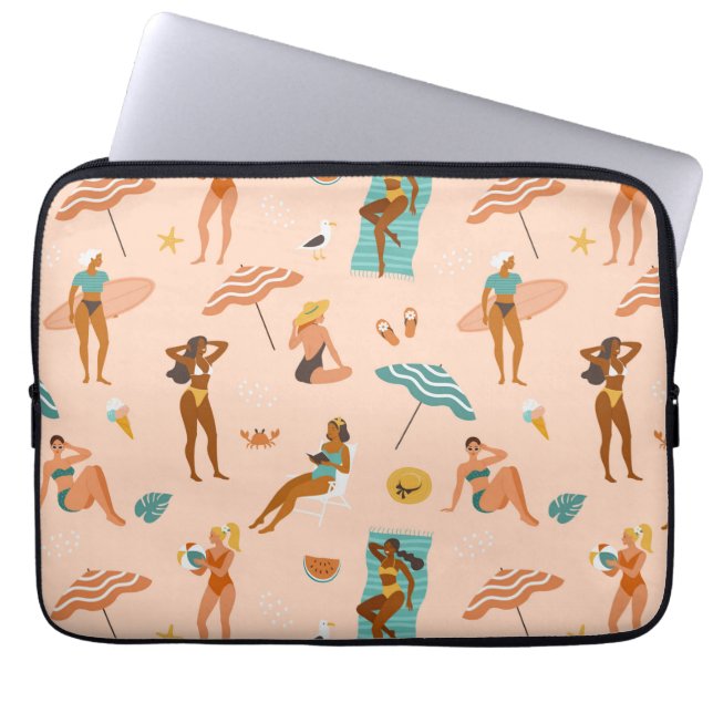 Beach Sunbathers Pattern Laptop Sleeve (Front)
