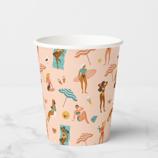 Beach Sunbathers Pattern Paper Cups (Front)
