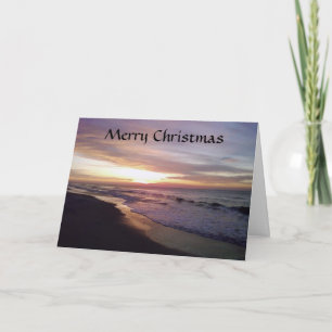 BEACH SUNRISE CHRISTMAS GREETING HOLIDAY CARD
