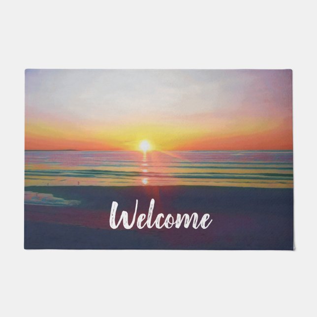 Beach Sunrise Customizable Doormat (Front)
