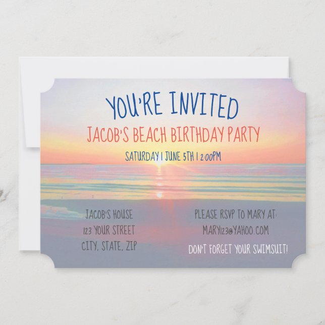 Beach Sunrise Party Invitation (Front)