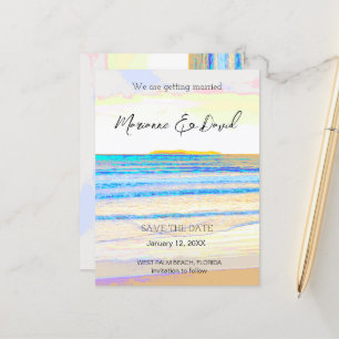 Beach sunrise save the date announcement postcard