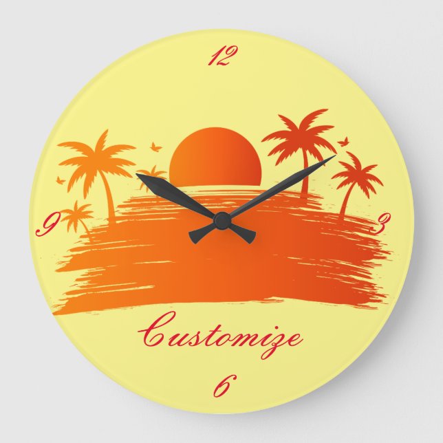 Beach Sunrise Sunset Thunder_Cove Large Clock (Front)