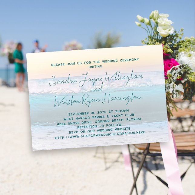 Beach Sunrise Wedding Invitation Template (Creator Uploaded)
