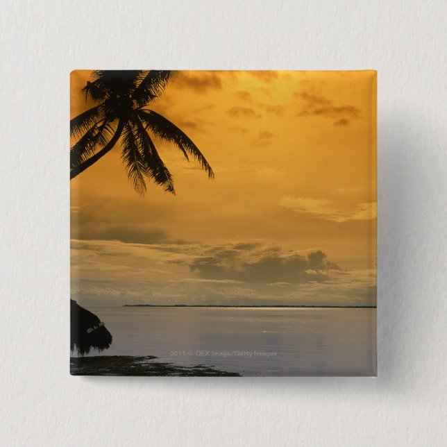 Beach sunset 15 cm square badge (Front)