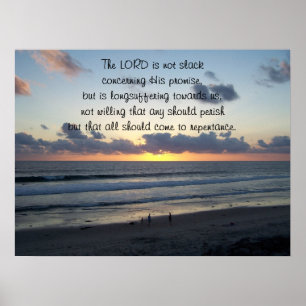 Beach Sunset 2 Peter 3:9 Print