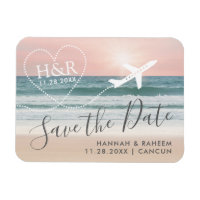 Beach Sunset Aeroplane Trail Monogram Save the Dat