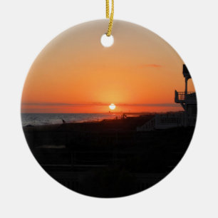 Beach Sunset at Holden Beach NC Ceramic Tree Decoration