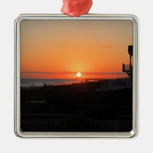 Beach Sunset at Holden Beach NC Metal Tree Decoration (Front)