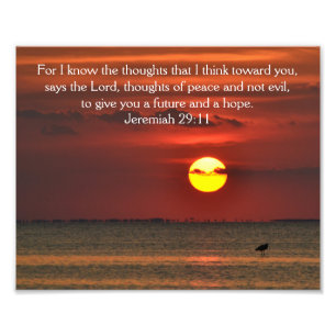 Beach Sunset Bible Scripture - Jeremiah 29:11 Photo Print