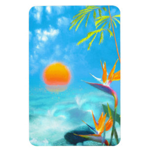 BEACH SUNSET Birds of Paradise Magnet
