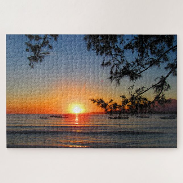 beach sunset boats jigsaw puzzle (Horizontal)