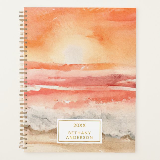 Beach Sunset Boho Watercolor Planner (Front)