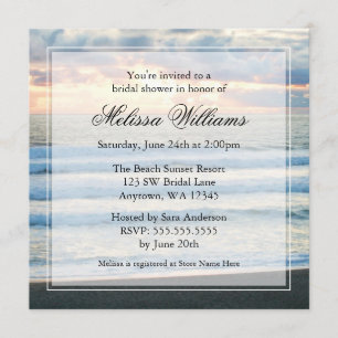 Beach Sunset Bridal Shower Invitations