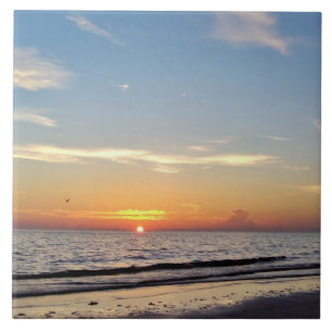 Beach Sunset Ceramic Tile