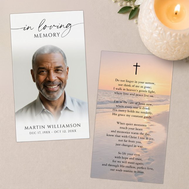 Beach Sunset Christian Memorial Prayer Cards (Creator Uploaded)