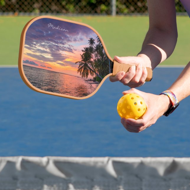 Beach Sunset custom name Pickleball Paddle (Insitu)