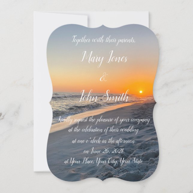 Beach Sunset Customisable Wedding Invitation (Front)