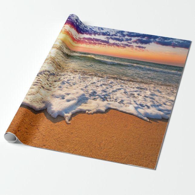 Beach Sunset Decoupage Wrapping Paper (Unrolled)
