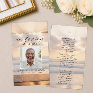 Beach Sunset Forever Hearts Photo Prayer Card
