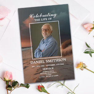 Beach Sunset Funeral Service Program Celebration Flyer
