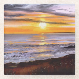 Beach Sunset Glass Coaster