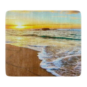 Beach Sunset Glass Cutting Board