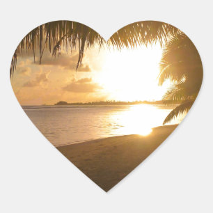 beach sunset heart sticker