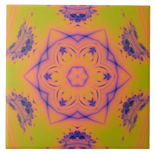 Beach Sunset High Contrast Mandela Ceramic Tile