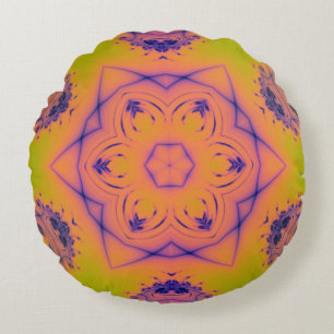 Beach Sunset High Contrast Mandela Round Cushion