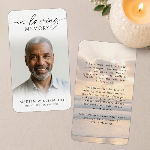Beach Sunset In Loving Memory Photo Prayer Card