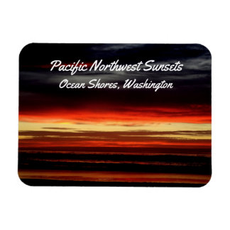 Beach sunset in Ocean Shores, WA photo Magnet