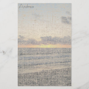 Beach Sunset Linen Stationery