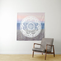 Beach Sunset Mandala Tapestry