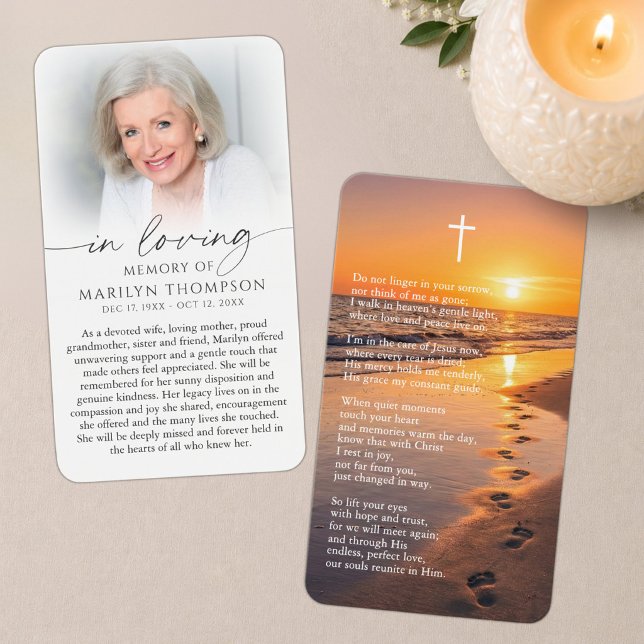 Beach Sunset Memorial Prayer Card with Poem (Creator Uploaded)
