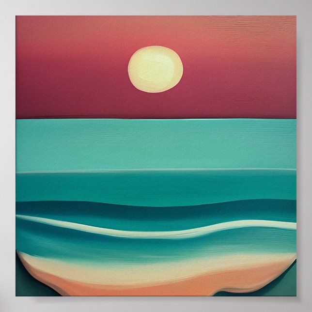 Beach sunset minimalist art  poster (Front)