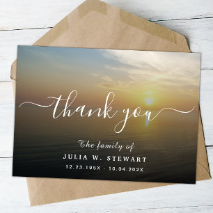 Beach Sunset Modern Funeral Thank You Note Card