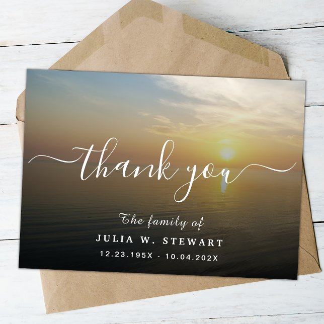 Beach Sunset Modern Funeral Thank You Note Card (Creator Uploaded)