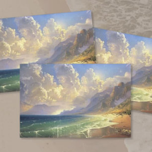 Beach Sunset Moody Landscape Painting Decoupage Tissue Paper
