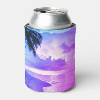 Beach Sunset ocean sand palm tree Maldives Miami Can Cooler
