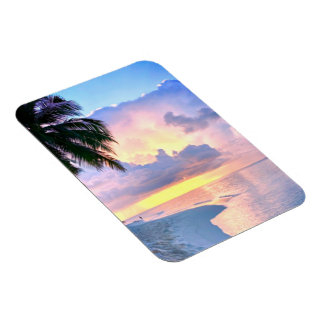 Beach Sunset ocean sand palm tree Maldives Miami Magnet