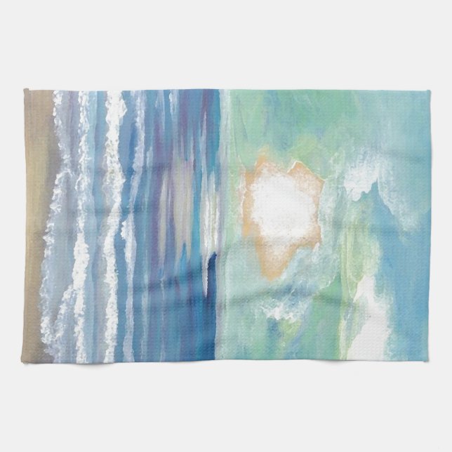 Beach Sunset Ocean Sea Surf Sun Gifts Tea Towel (Horizontal)