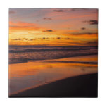 Beach Sunset Ocean View Orange Yellow Ceramic Tile<br><div class="desc">Enjoy the sunset every day with this design. The beautiful oranges and yellows make this sunset absolutely stunning and will be a great addition to your beach themed bathroom.</div>