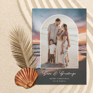 Beach Sunset Painting Seas and Greetings Photo  Holiday Card