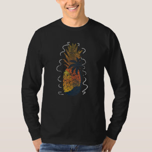 Beach Sunset Palm Trees Exotic Pineapple Tropical T-Shirt