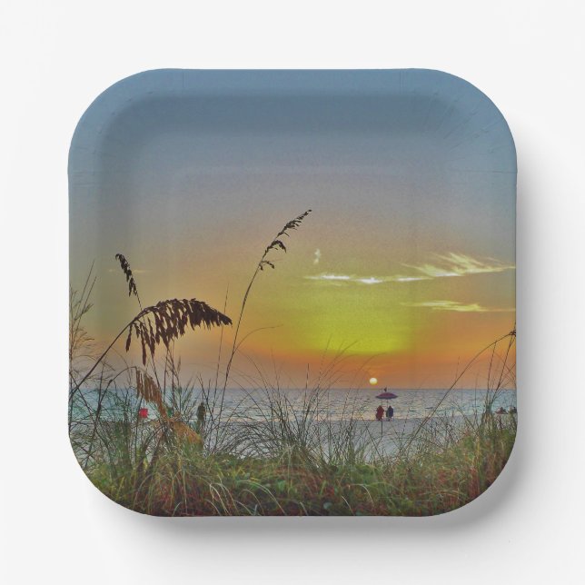 Beach Sunset Paper Plate (Front)