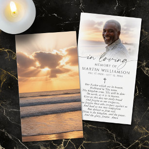 Beach Sunset Photo Cross Prayer Card