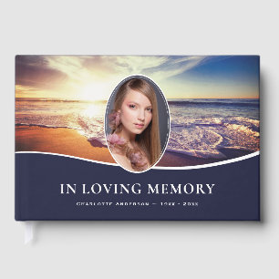 Beach Sunset Photo Funeral Memorial Guest Book